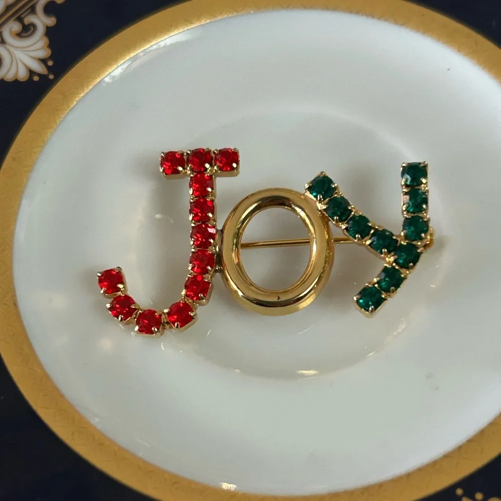 Vintage JOY Christmas Brooch